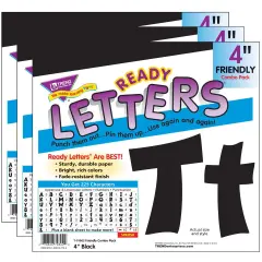 Black 4" Friendly Combo Ready Letters&reg;, 3 Packs