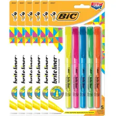 Brite Liner&reg; Highlighters, Chisel Tip, Assorted Colors, 5 Per Pack, 6 Packs