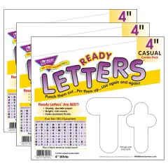 White 4-Inch Casual Uppercase/Lowercase Combo Pack Ready Letters&reg;, 182 Per Pack, 3 Packs