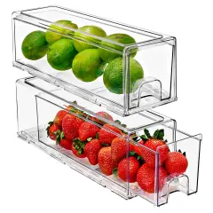 Sorbus 2 Pack Small Clear Stackable Pull-Out Drawers - Organization and Storage Containers for Kitchen, Pantry, Bathroom and More