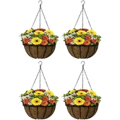 Sorbus 4-Pack Hanging Planter Baskets W/Coco Liner - for Garden D&Atilde;&copy;cor, Perfect for Home, Garden, Patio, Deck