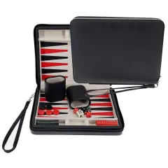 WE Games Magnetic Backgammon Set with Leatherette Case and Carrying Strap - Travel Size