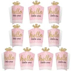 Big Dot of Happiness Hello Little One - Pink and Gold - Table Decorations - Girl Baby Shower Fold and Flare Centerpieces - 10 Count