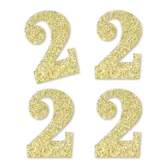 Big Dot of Happiness Gold Glitter 2 - No-Mess Real Gold Glitter Cut-Out Numbers - 2nd Birthday Party Confetti - Set of 24