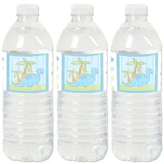 Big Dot of Happiness Baby Boy Dinosaur - Baby Shower or Birthday Party Water Bottle Sticker Labels - Set of 20