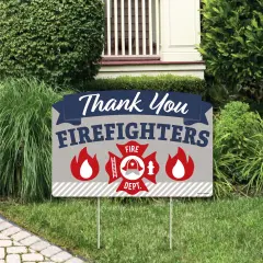 Big Dot of Happiness Thank You Firefighters - First Responders Appreciation Yard Sign Lawn Decorations - Party Yardy Sign