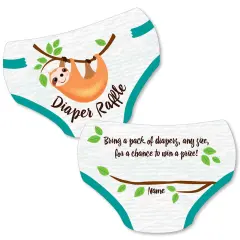 Big Dot of Happiness Let's Hang - Sloth - Diaper Shaped Raffle Ticket Inserts - Baby Shower Activities - Diaper Raffle Game - Set of 24