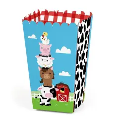 Big Dot of Happiness Farm Animals - Baby Shower or Birthday Party Favor Popcorn Treat Boxes - Set of 12