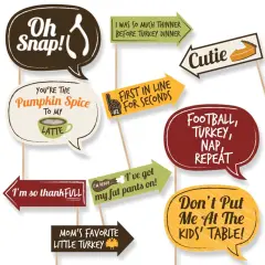 Big Dot of Happiness Funny Turkey Day - Thanksgiving Photo Booth Props - 10 Piece