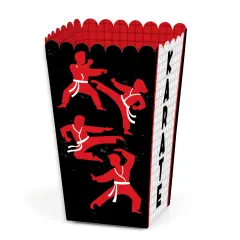 Big Dot of Happiness Karate Master - Martial Arts Birthday Party Favor Popcorn Treat Boxes - Set of 12
