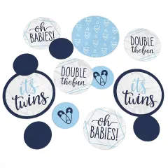 Big Dot of Happiness It's Twin Boys&nbsp; - Blue Twins Baby Shower Giant Circle Confetti - Party Decorations - Large Confetti 27 Count