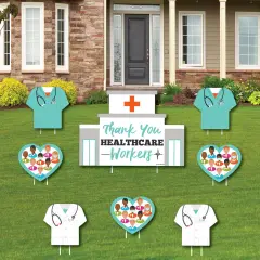 Big Dot of Happiness Thank You Healthcare Workers - Yard Sign and Outdoor Lawn Decorations - Doctor and Nurse Appreciation Yard Signs - Set of 8