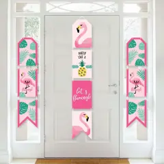 Big Dot of Happiness Pink Flamingo - Party Like a Pineapple - Hanging Vertical Paper Door Banners - Tropical Summer Party Wall Kit - Indoor Door Decor