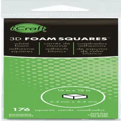 iCraft 3D Foam Squares 176/Pkg-White .25"