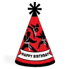 Big Dot of Happiness Karate Master - Cone Happy Birthday Party Hats for Kids and Adults - Set of 8 (Standard Size)