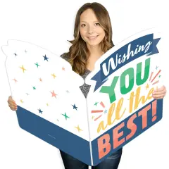 Big Dot of Happiness Wishing You All The Best - Good Luck Retirement Going Away Giant Greeting Card - Big Shaped Jumborific Card - 16.5 x 22 inches