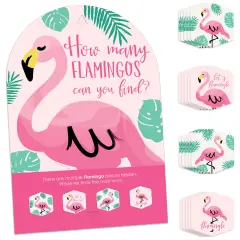 Big Dot of Happiness Pink Flamingo - Tropical Summer Party Scavenger Hunt - 1 Stand and 48 Game Pieces - Hide and Find Game