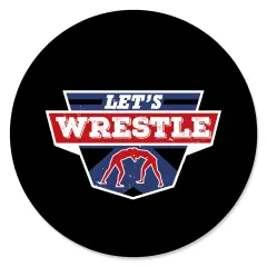 Big Dot of Happiness Own the Mat - Wrestling - Birthday Party or Wrestler Party Circle Sticker Labels - 24 Count