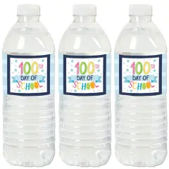 Big Dot of Happiness Happy 100th Day of School - 100 Days Party Water Bottle Sticker Labels - Set of 20