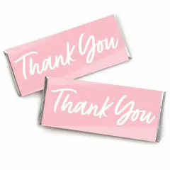 Big Dot of Happiness Pink Elegantly Simple - Candy Bar Wrapper Guest Party Favors - Set of 24