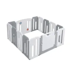 14 Panels Kids Safety Activity Play Center with Drawing Board Grey