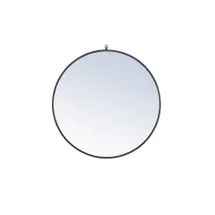 Metal frame Round Mirror with decorative hook 36 inch Black finish
