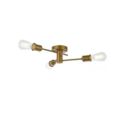 Xavier 3 lights flush mount in brass
