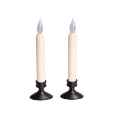 Delighted Home LED Window Candles, Battery Powered Flameless Tapers, Indoor Year Round and Holiday Decor, Ivory, 2 Pack