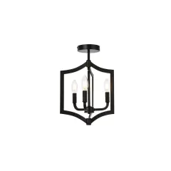 Kiera 3 lights flush mount in black