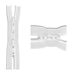 #3 Molded Vislon YKK Jacket 2-Way Lightweight Separating Zipper - Choose Your Length - Color: White - Made in The United States (1 Zipper Per Pack) (32" Inches)