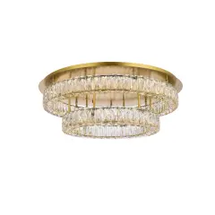 Monroe 30 inch LED double flush mount in gold