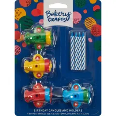 Airplane Candle Holders with Candles, 4pc