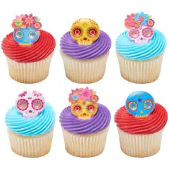 La Calavera Mask Cupcake Rings, 12ct
