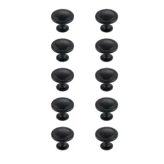 Logyn 1.3" Diameter Matte Black Mushroom Knob Multipack (Set of 10)