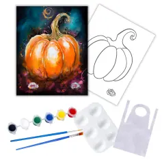 "Pumpkin Splash" DIY Canvas Art Kit, Adult Beginner, Acrylic Paint Size 11x14 inch
