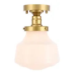 Lyle 1 light Brass and frosted white glass Flush mount