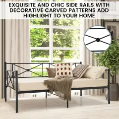 Metal Daybed Frame Twin Size with Slats
