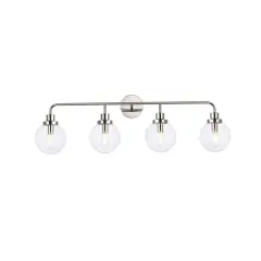 Hanson 4 lights bath sconce in polished nickel with clear shade