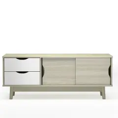 Engineered Wood TV Console Cabinet with Drawers and Sliding Doors Grey
