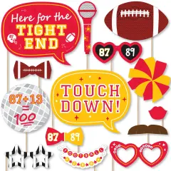 Big Dot of Happiness In My Football Era - Red and Gold Sports Party Photo Booth Props Kit - 20 Count