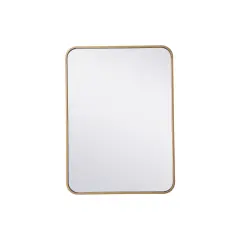 Soft corner metal rectangular mirror 22x30 inch in Brass