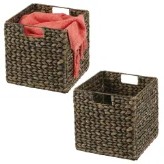 mDesign Large Woven Hyacinth Home Storage Basket for Cube Furniture, 2 Pack