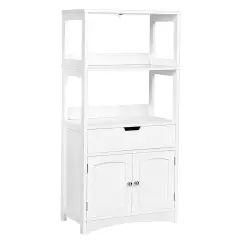 Bathroom Storage Cabinet with Drawer and Open Shelf and 2-Door Cabinet White