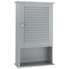 Bathroom Wall Mount Storage Cabinet Single Door with Height Adjustable Shelf for Home Storage Grey