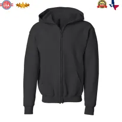 Gildan&reg; Heavy Blend Youth Full Zip Hooded Long Sleeve Sweatshirt Black