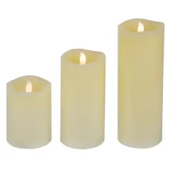 Northlight LED Flickering Flameless Wax Pillar Candles - 8" - Cream - Set of 3 Ivory