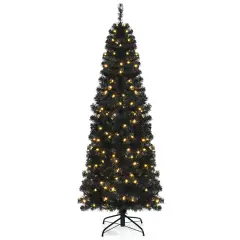 Pre-lit Christmas Halloween Tree with PVC Branch Tips and Warm White Lights Ideal for Holiday Season