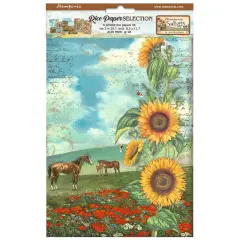 Stamperia Assorted Rice Paper A4 6/Sheets-Sunflower Art