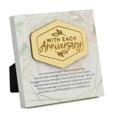 Dexsa With Each Anniversary Meadow Wood Plaque 6 inches x 6 inches