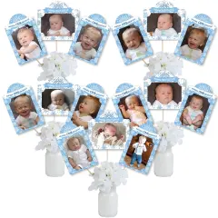 Big Dot of Happiness Blue Snowflakes 1st Birthday - Boy Winter ONEderland Party Picture Centerpiece Sticks - Photo Table Toppers - 15 Pieces